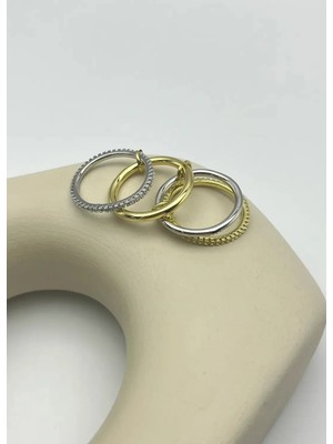 Biju Yılmaz Çelik Gold  Silver Yüzük - 25YZK264