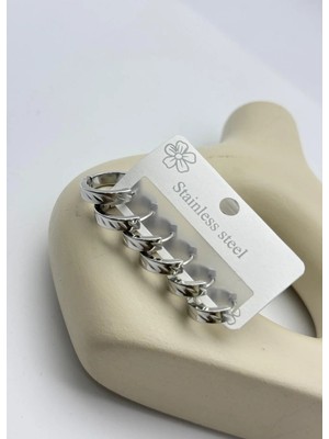 Biju Yılmaz Çelik Silver 6'lı Halka Küpe - 26CLKK05