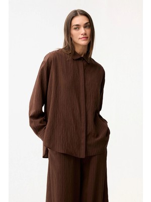 Love My Body Erkek Yaka Gömlek Kahve 130L9332003