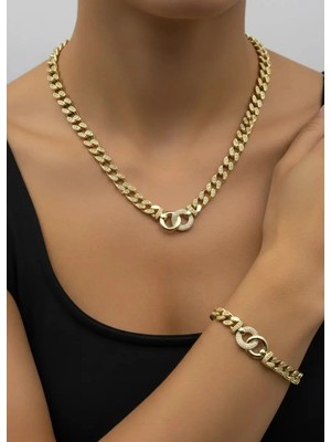 Biju Yılmaz Xuping Gold Taşlı Bileklik Kolye Set - 26XPS03