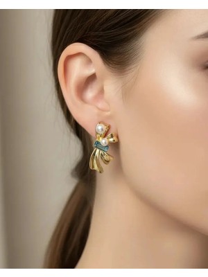 Biju Yılmaz Xuping Gold Incili Fiyonk Küpe - 25-XPKP309