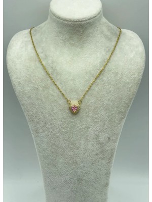 Biju Yılmaz Çelik Gold Taşlı Kalp Kolye - 25-CTR255