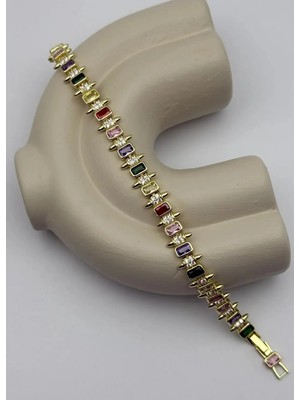 Biju Yılmaz Vip Gold Renkli Taşlı Su Yolu Bileklik 25-VIPB10