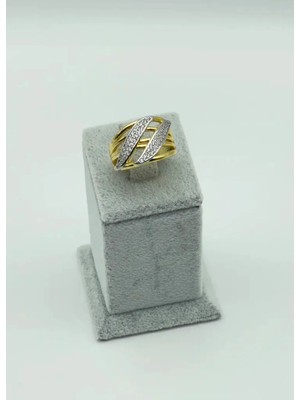 Biju Yılmaz Çelik Gold Ayarlanabilir Taşlı Yüzük - 25YZK42