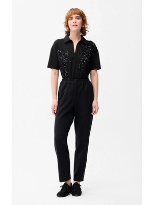 Love My Body Beli Lastikli Gabardin Pantolon Siyah 153L7999008