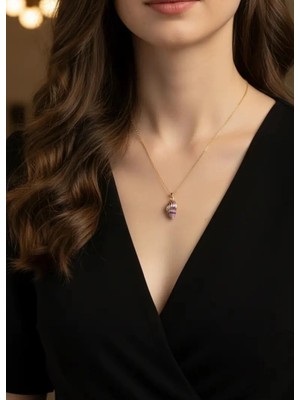 Biju Yılmaz Çelik Gold Mor Deniz Kabuğu Kolye - 25-CLKK161