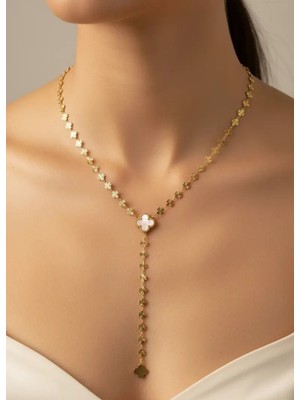 Biju Yılmaz Çelik Gold Yonca Y Kolye - 25-CLKK239