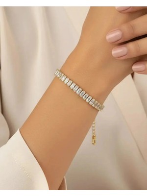 Biju Yılmaz Çelik Gold Baget Taşlı Su Yolu Bileklik - 25-BLK325