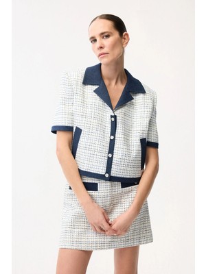 Adl Kısa Kollu Tüvit Ceket Lacivert 11946167000