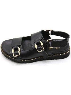 De Scario De Scarıo M13 Sıyah Sandalet Derı Kadın  Ayakkabı