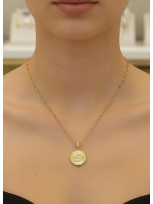 Biju Yılmaz Çelik Gold Madalyon S Harf Kolye - 25-CLKK202