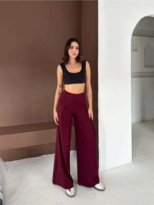 Win Moda Yumuşak Dokulu Ön Pilili Pantolon - Modal Kumaş Geniş Pantolon Ön Pileli