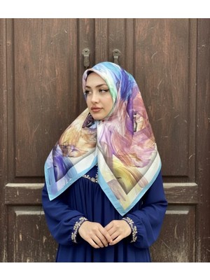 Levamor Kadın Işıltılı Kristal Taşlı Lüks Abiye Eşarp Bebe Mavisi