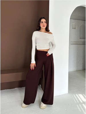Win Moda Yumuşak Dokulu Ön Pilili Pantolon - Modal Kumaş Geniş Pantolon Ön Pileli