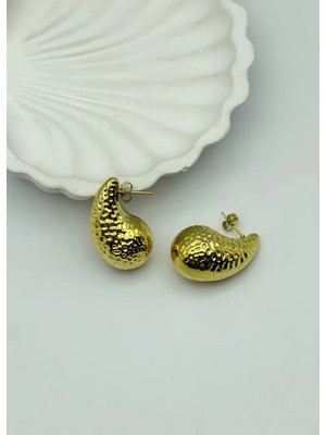 Biju Yılmaz Çelik Gold Damla Küpe 25-CLK17