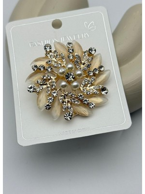 Biju Yılmaz Vip Silver Taşlı Incili Çiçek - 26BRS08