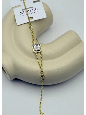 Biju Yılmaz Xuping Gold Baget Taşlı Zincir Bileklik 25 -XPB28