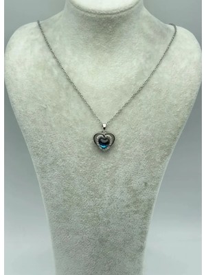 Biju Yılmaz Çelik Silver Taşlı Kalp Kolye - 25-CTR276