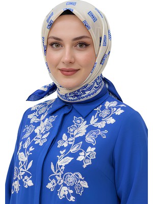 Levamor Kadın Ipek ve Bambu Karışımlı Kristal Eşarp Ekru-Saks