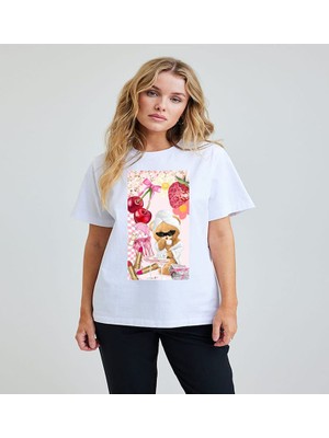 ÇARŞI47 Kadın Tişört Yuvarlak Yaka Ayıcık Baskılı T-Shirt 3D Baskı Kalitesi