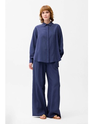 Love My Body Beli Lastikli Bol Paça Pantolon Lacivert 153L9873000