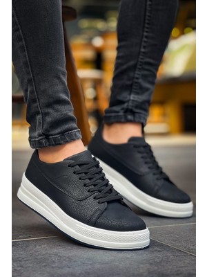 Roof Atelier Erkek Siyah Beyaz Bağcıklı Spor Ayakkabı - 2401 - Cbt