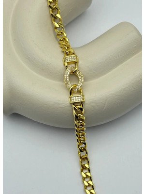 Biju Yılmaz 22K Altın Kaplama Taşlı Halka Detay Bileklik - 25-22K89