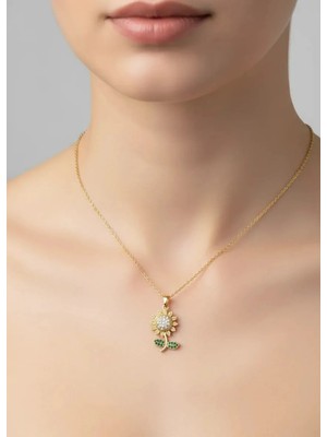 Biju Yılmaz Çelik Gold Ay Çiçeği Kolye - 25-CTR109