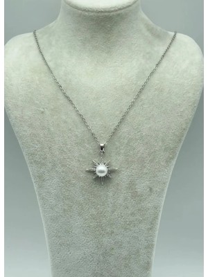 Biju Yılmaz Çelik Silver Inci Detay Kolye - 25-CTR49