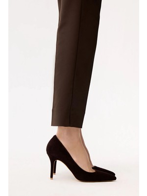 Adl Süet Deri Topuklu Ayakkabı Kahve 10346514000