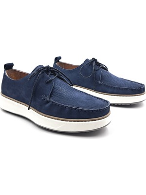 Marcomen M23037 Hakiki Nubuk Deri Lacivert Konfor Günlük Erkek Ayakkabı