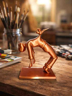 3D VAN TASARIM 3D Baskı Parlak Gümüş Özgürlüğe Dönüş ve Ruhun Kanatlanışı Figürü