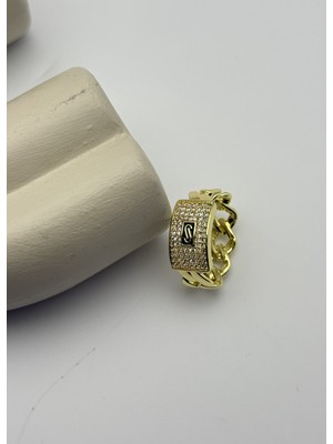 Biju Yılmaz Çelik Gold Taşlı Desenli 12'li Yüzük Seti - 26YZK05