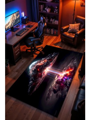 Charmbi Kozmik Patlama Halı – Kaymaz Taban Kadife Dokulu Makinede Yıkanabilir Gamer Genç Odası Halısı