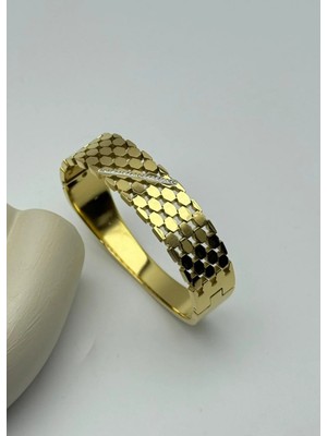 Biju Yılmaz Çelik Gold Taşlı Kelepçe - 26KLP10