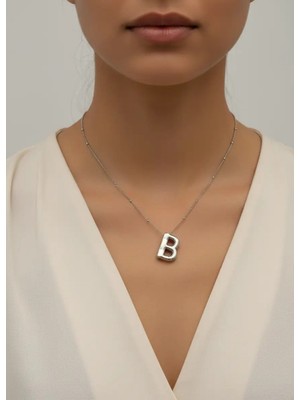 Biju Yılmaz Çelik Silver Balon B Harf Kolye - 25-CLKK31