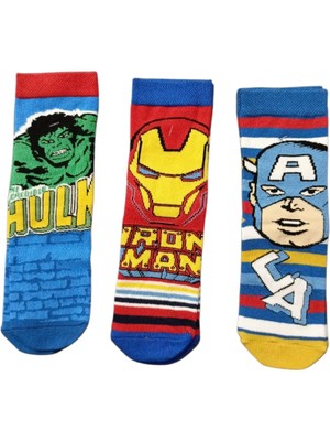 Marvel Avengers Baskılı Lisanslı 3lü Soket Çorap