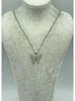 Biju Yılmaz Çelik Silver Kelebek Kolye - 25-CTR217