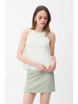 Adl Zincir Detaylı Triko Bluz Kemik 11545171001