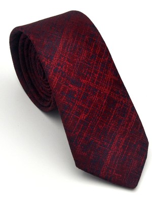 Gaffy Lacivert Kırcıl Desenli Bordo Dokuma Kumaş Mendilli Slim Fit Kravat // SDK-2610-4