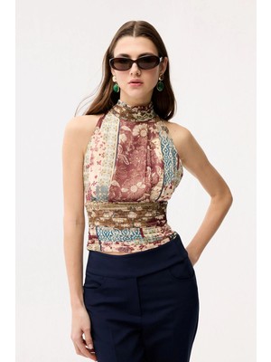 Adl Kolsuz Pliseli Bluz Kahverengi 11543526006