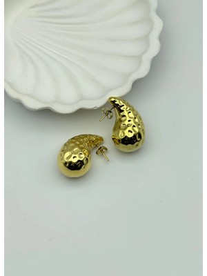 Biju Yılmaz Çelil Gold Büyük Boy Damla Küpe - 25-CLK19