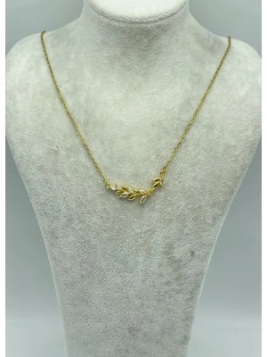 Biju Yılmaz Çelik Gold Yaprak Kolye - 25-CTR92