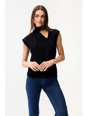 Love My Body Yaka Detaylı Triko Kazak Siyah 139L9947000