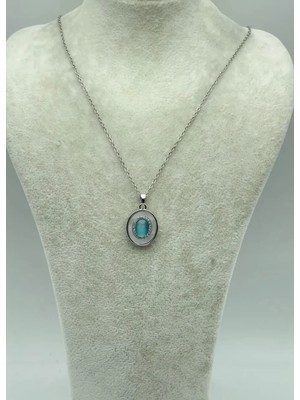 Biju Yılmaz Çelik Silver Turkuaz Kolye - 25-CTR249