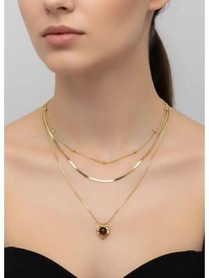 Biju Yılmaz Xuping Gold 3'lü Kalpli Kolye - 25-XPK77