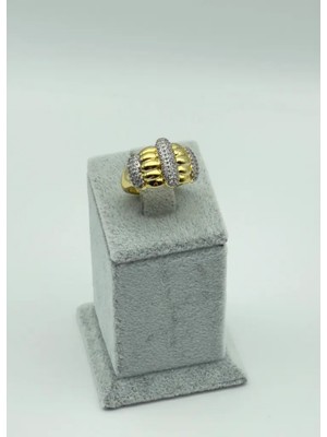 Biju Yılmaz Çelik Gold Ayarlanabilir Taşlı Yüzük - 25YZK40