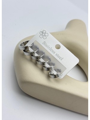 Biju Yılmaz Çelik Silver 6'lı Halka Küpe - 26CLKK07