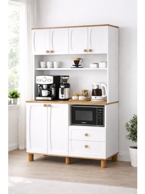 Setay Lizbon Kahve Köşesi + Çok Amaçlı Raflı Kapaklı Dolap - 120CM