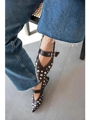 Straswans Aqua  Kadın  Drop  Detay  Deri  Babet Kahve